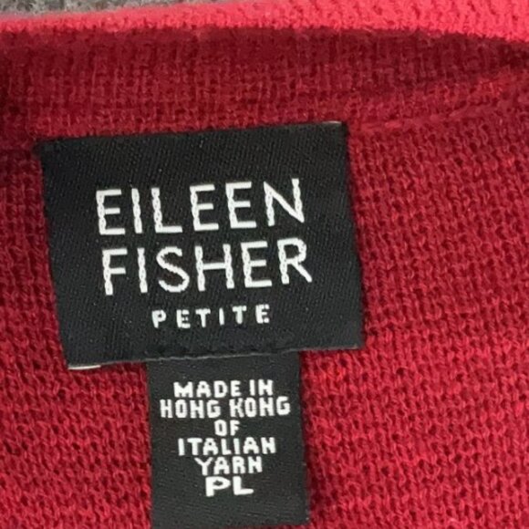 Vintage Eileen Fisher Petite Wool Mock Neck Sleeveless Top Red PL - Picture 5 of 5